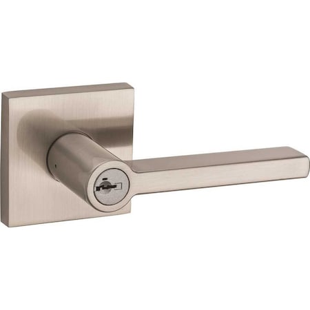 Kwikset Halifax Satin Nickel Square Keyed Entry Door Lever Featuring SmartKey Security 156HFL SQT 15 SMT 6AL